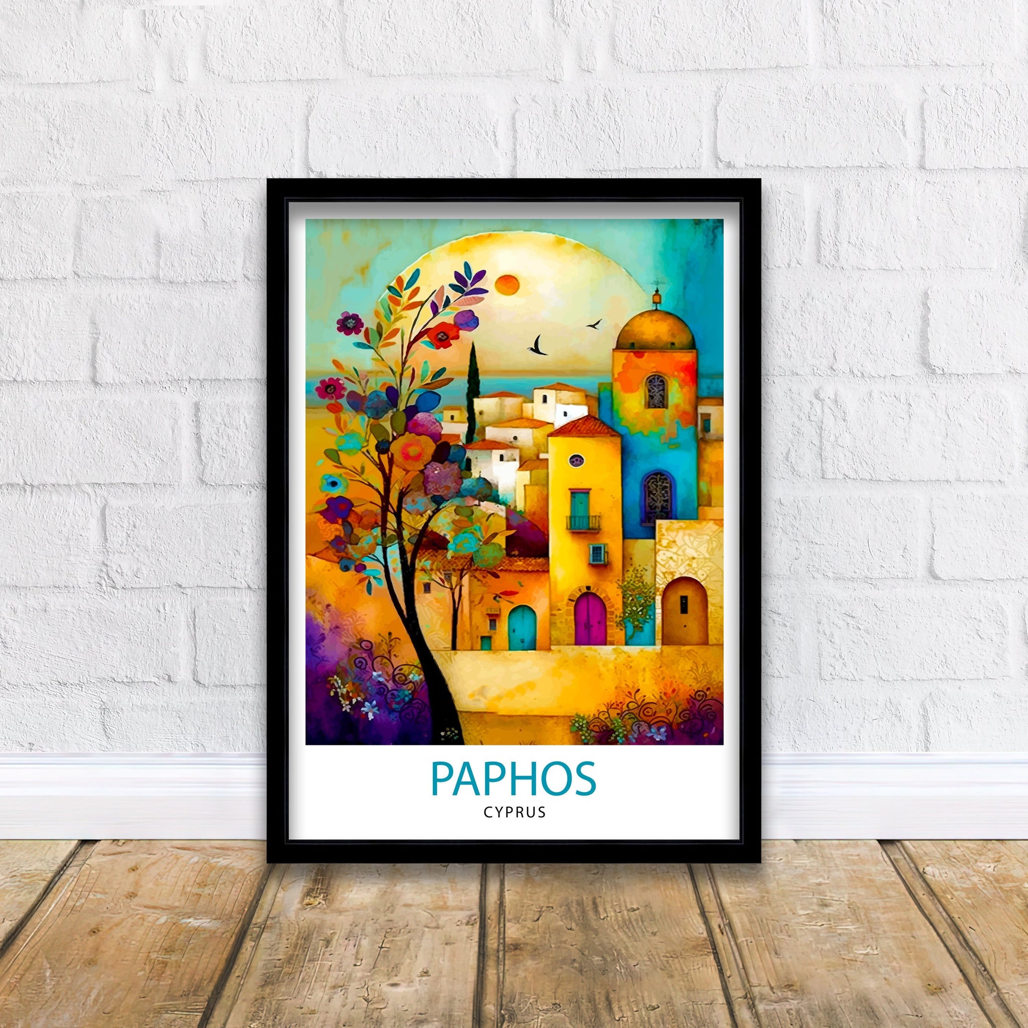 Paphos Cyprus Travel Print Paphos Wall Art Paphos Home Decor Paphos Illustration Travel Poster Gift For Cyprus Cyprus Home Decor