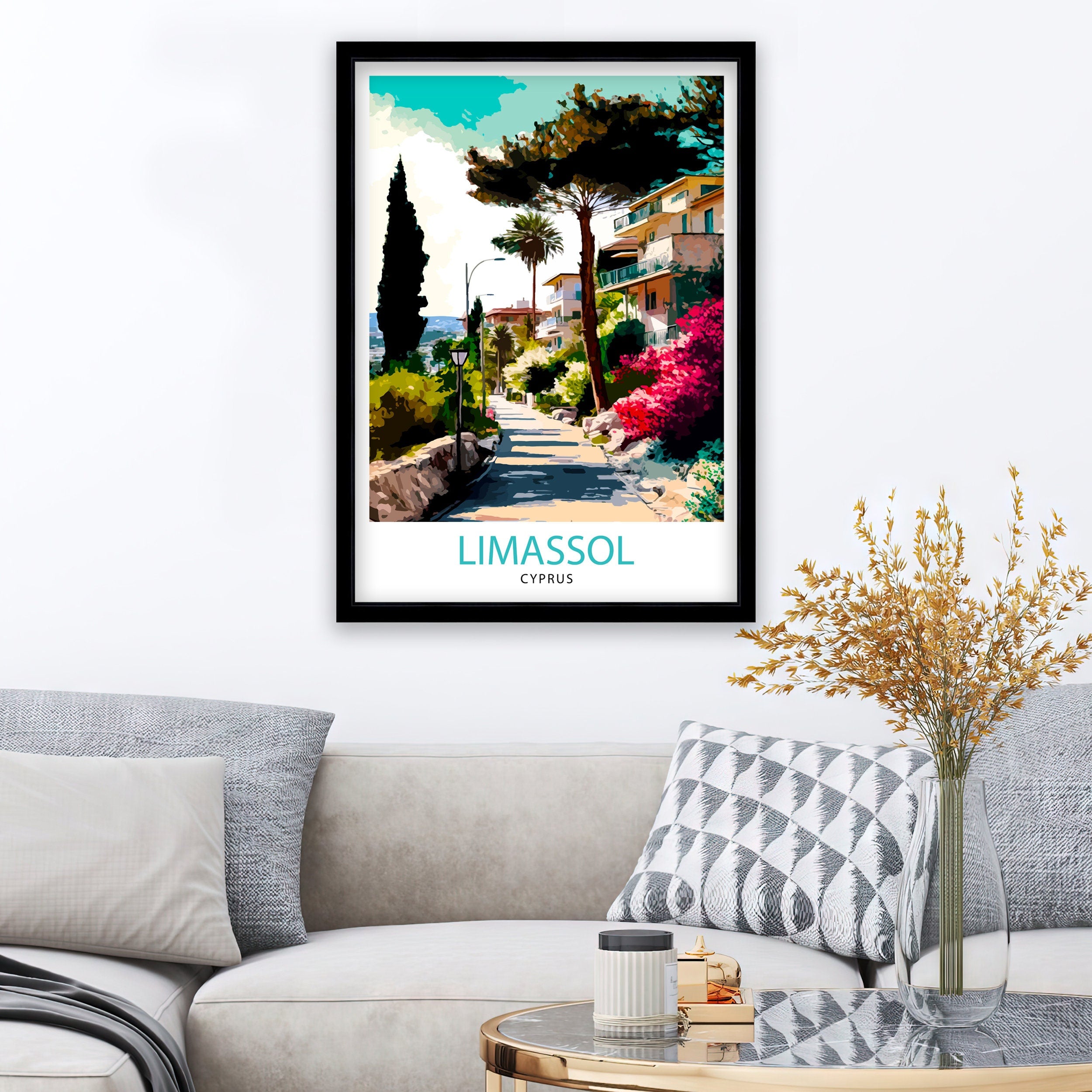 Limassol Cyprus Travel Print Limassol Wall Decor Cyprus Illustration Travel Poster Gift For Limassol Cyprus Home Decor