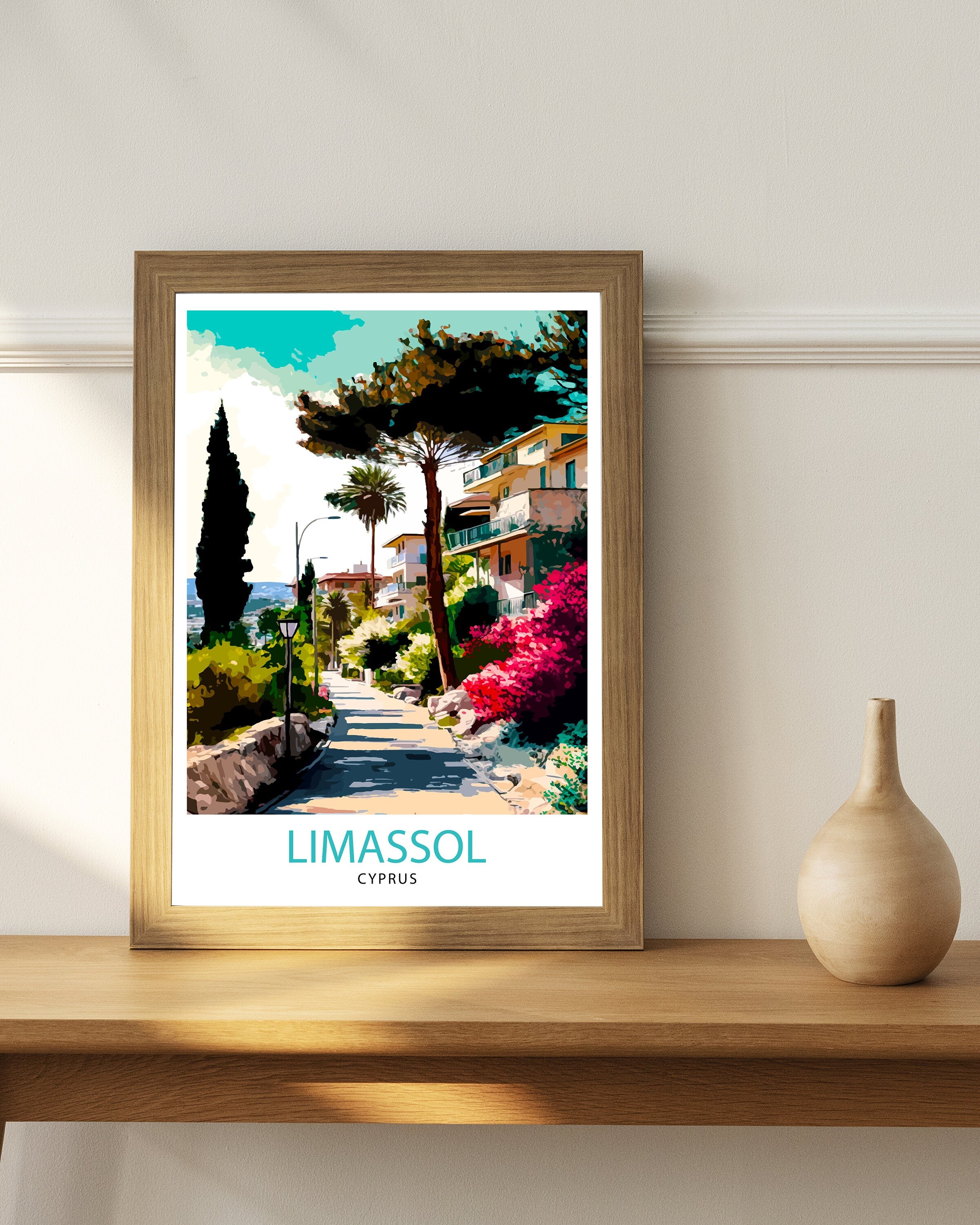 Limassol Cyprus Travel Print Limassol Wall Decor Cyprus Illustration Travel Poster Gift For Limassol Cyprus Home Decor