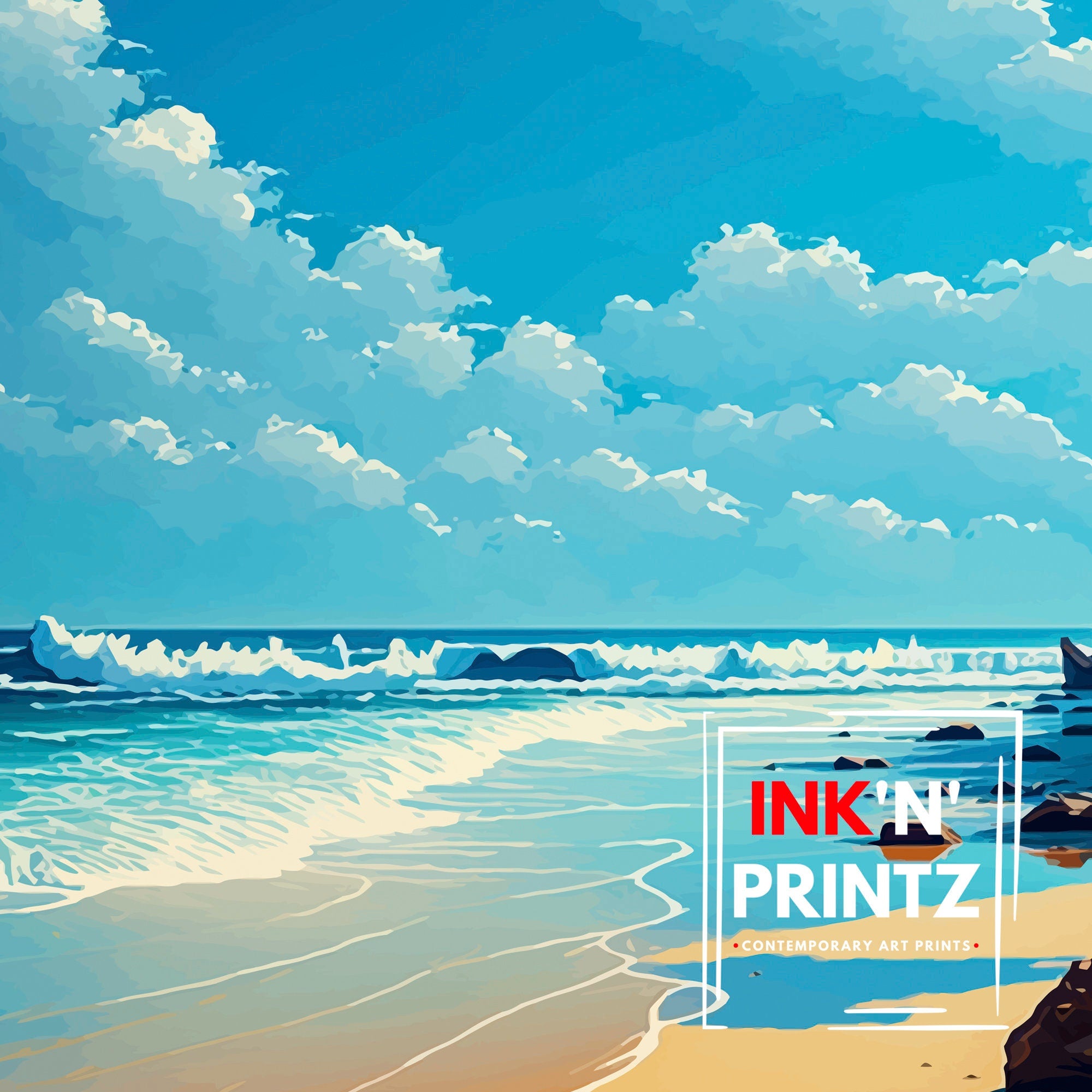 Moonstone Beach California Art Print | Coastal Travel Poster