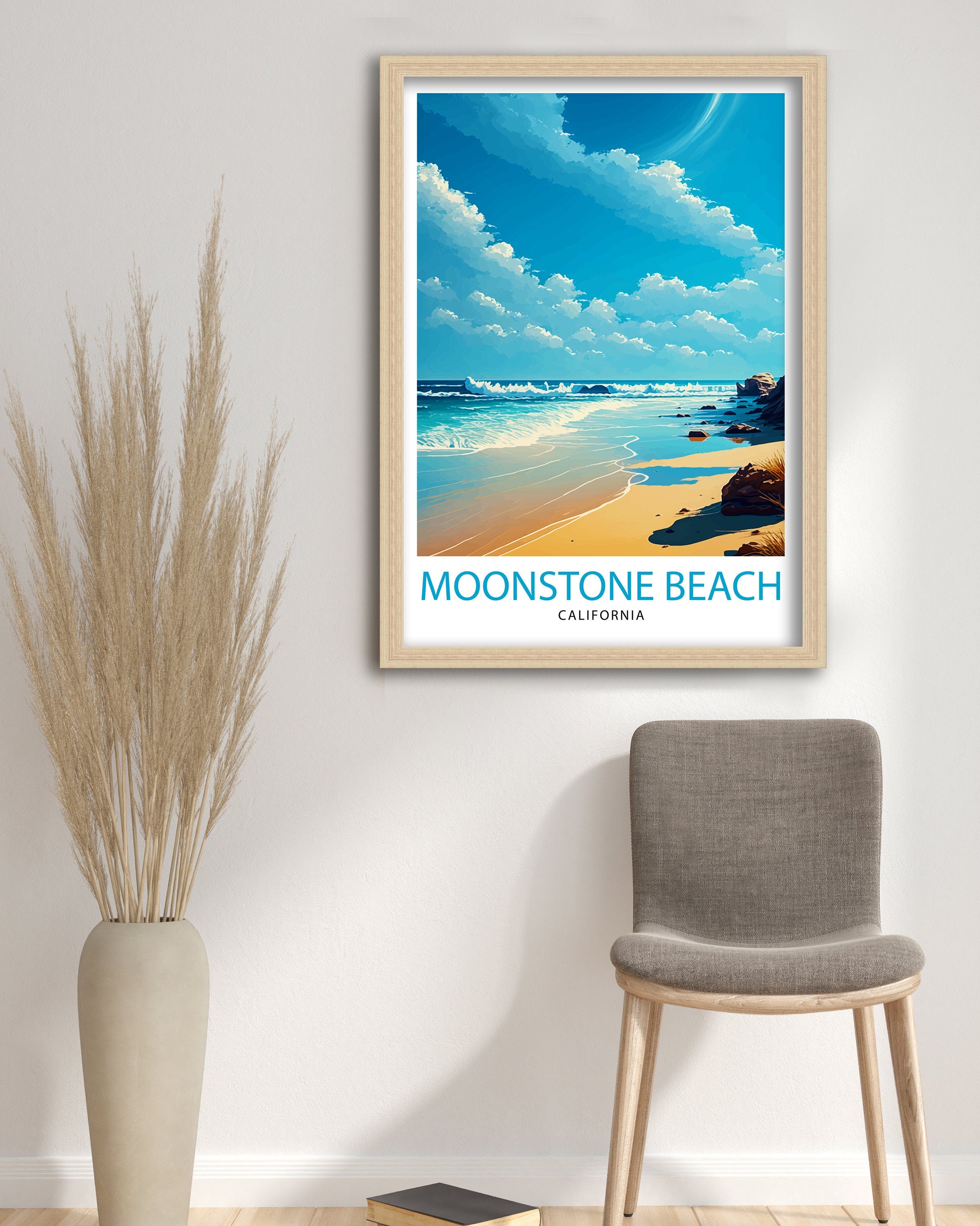 Moonstone Beach California Art Print | Coastal Travel Poster
