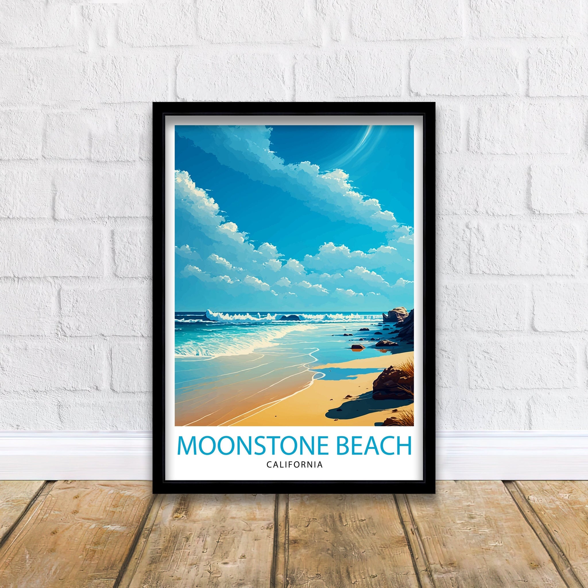 Moonstone Beach California Art Print | Coastal Travel Poster