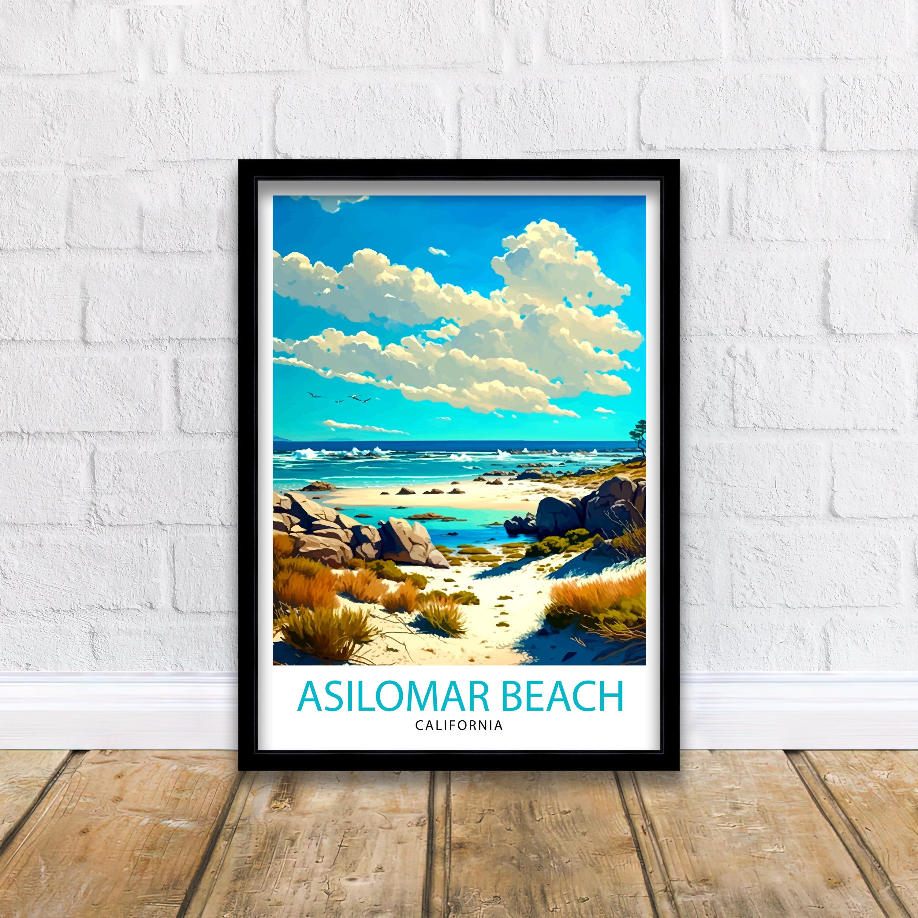 Asilomar Beach California Art Print | Coastal Travel Poster