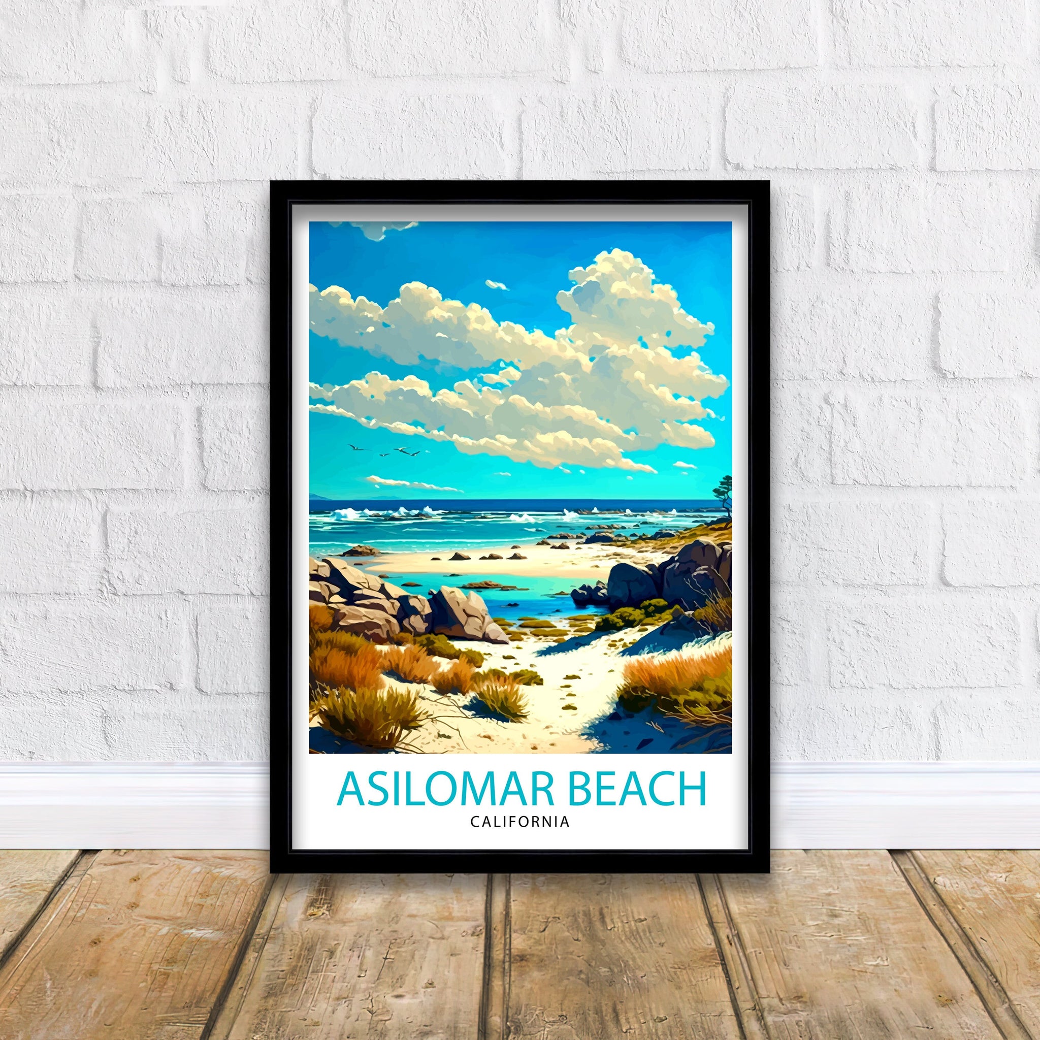 Asilomar Beach California Art Print | Coastal Travel Poster