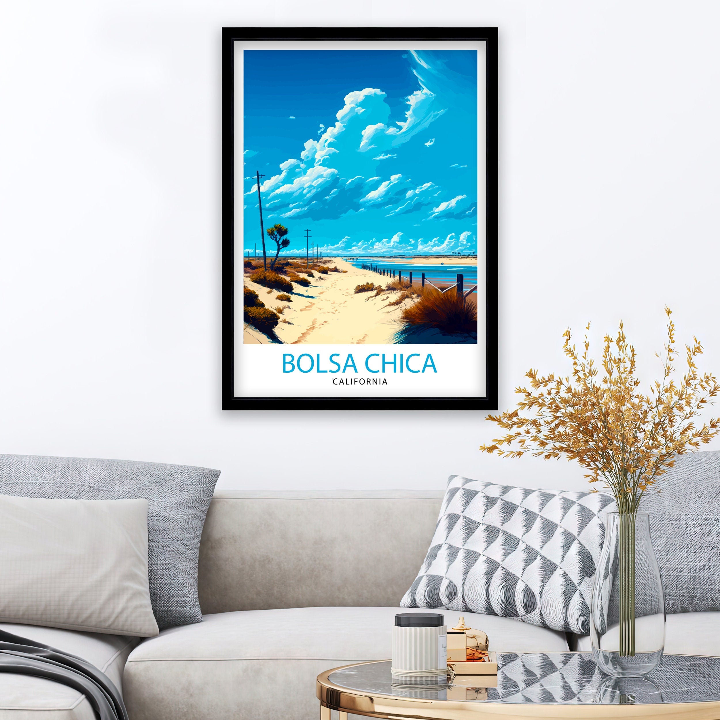 Bolsa Chica Beach California Travel Print| Beach Wall Art Coastal Home Decor California Beach Print Surfing Poster, Beach Photography