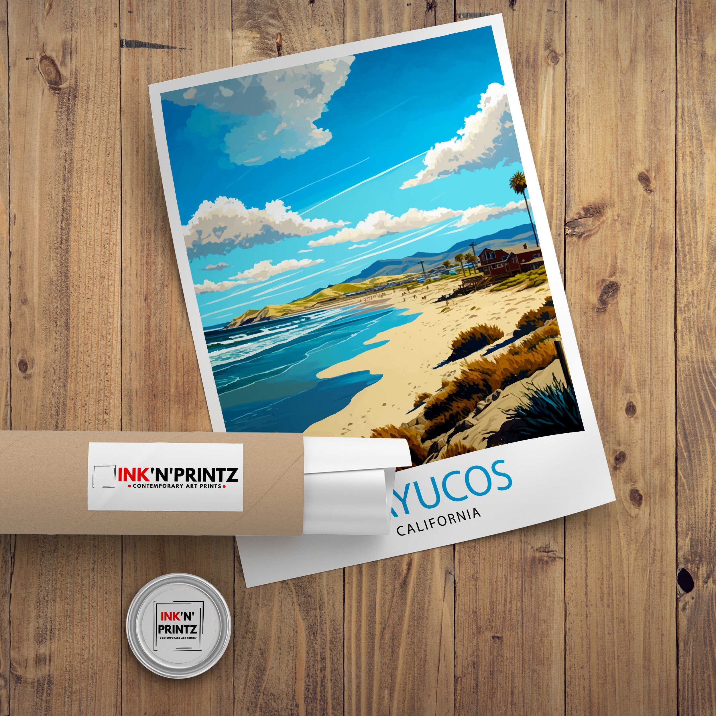 Cayucos Beach California Travel Print| Cayucos Wall Art Cayucos Home Decor California Beach Illustration Travel Poster Gift for Cayucos