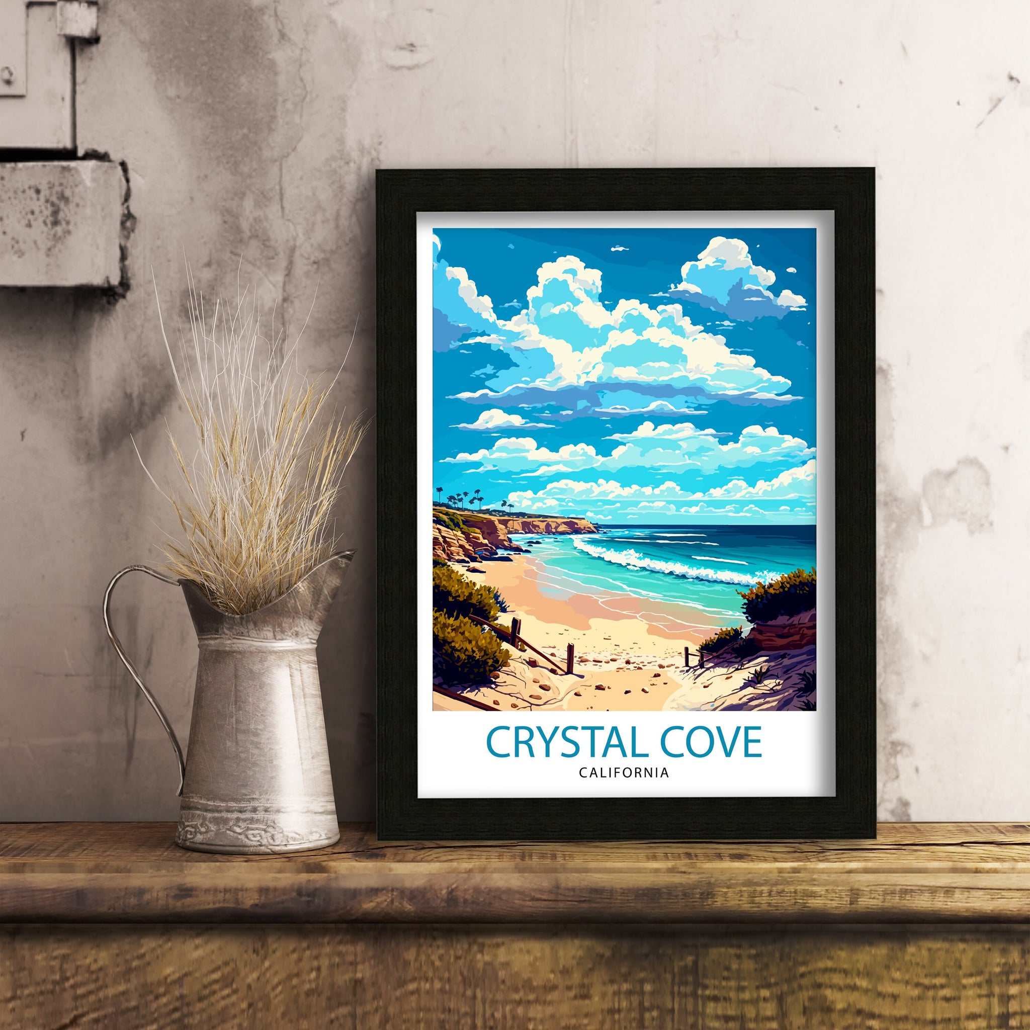 Crystal Cove California Beach Travel Poster | Coastal Wall Art