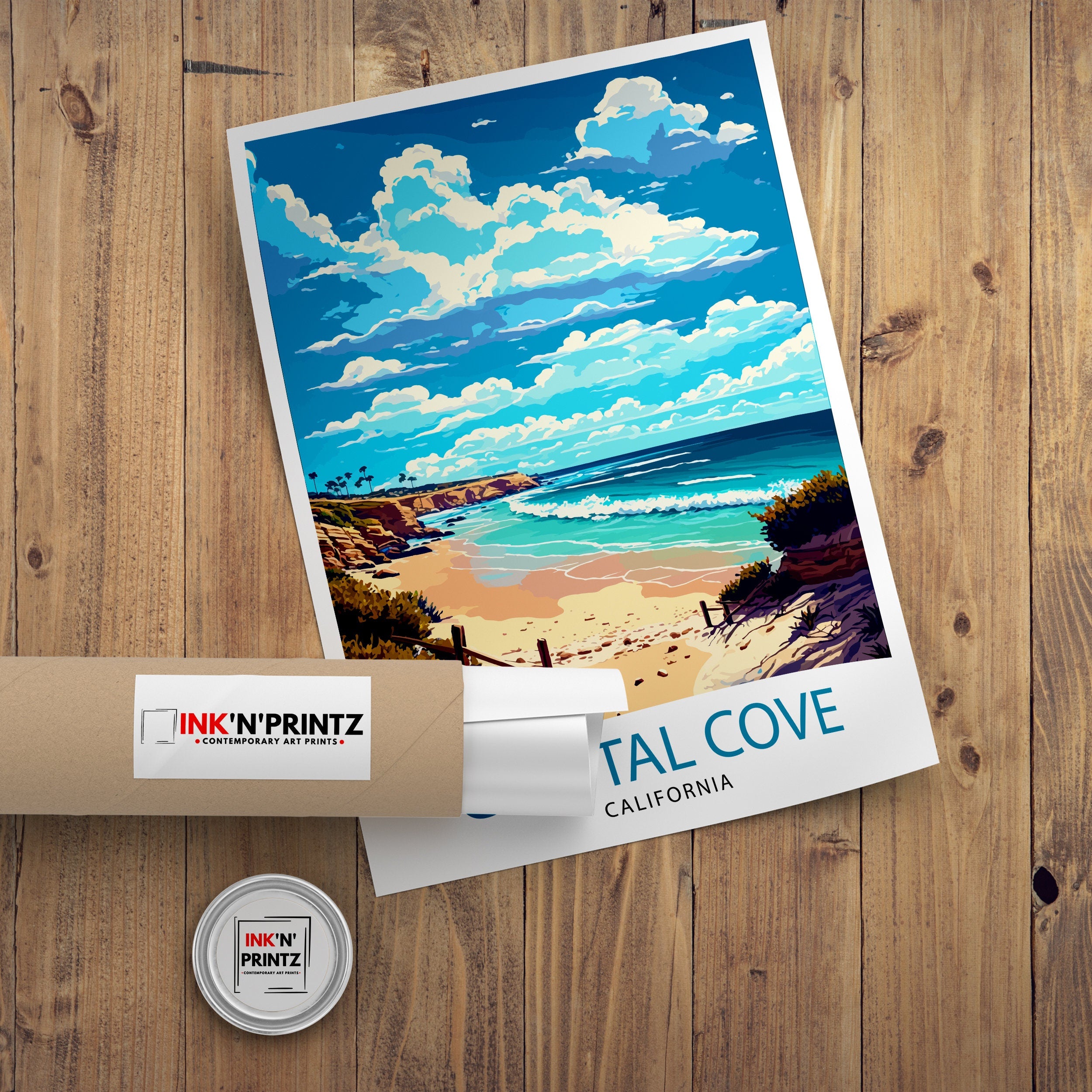 Crystal Cove California Beach Travel Poster | Coastal Wall Art