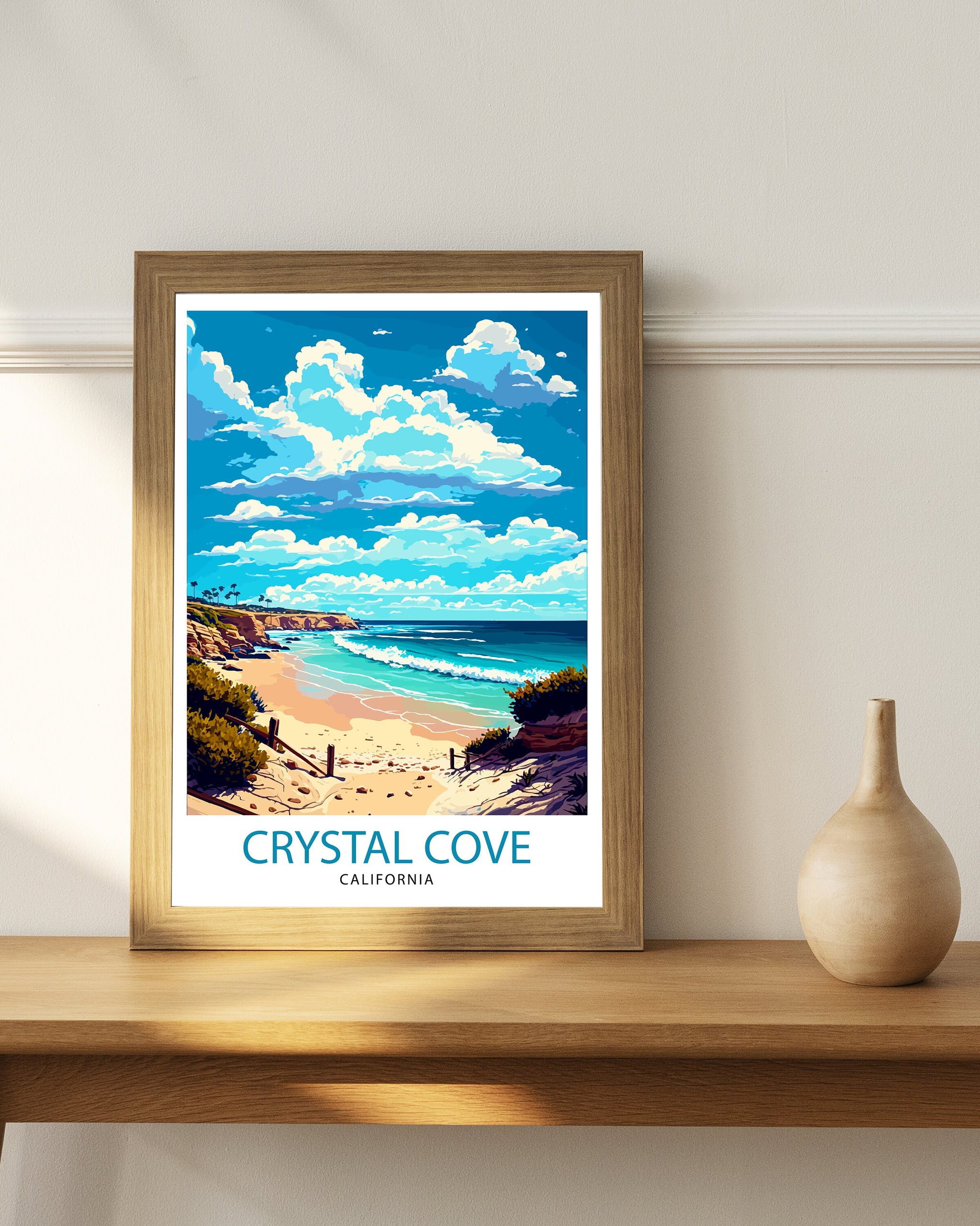 Crystal Cove California Beach Travel Poster | Coastal Wall Art