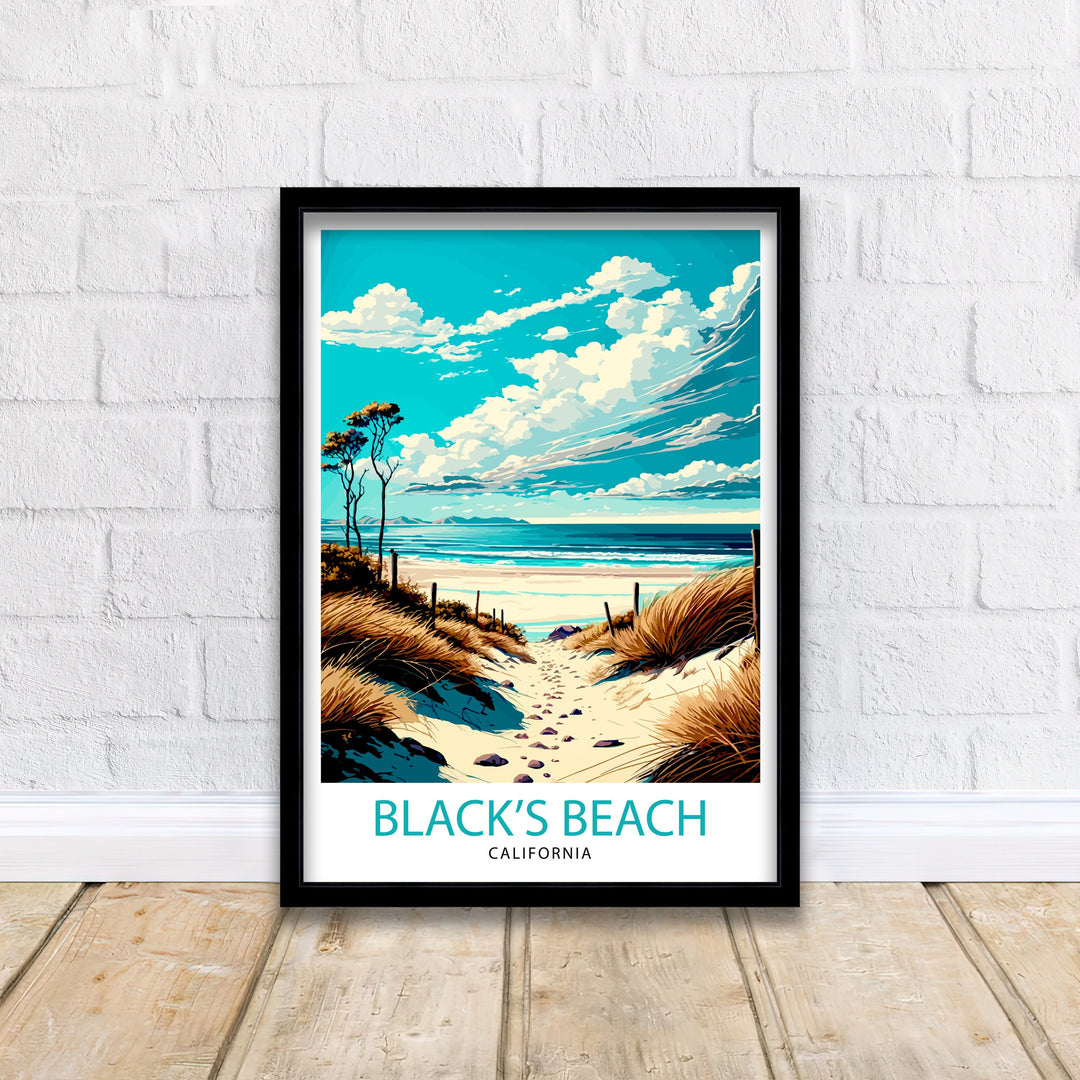 Black Beach California Travel Poster