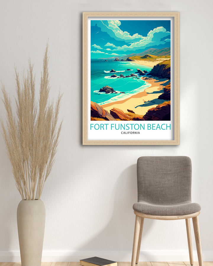 Fort Funston California Travel Print| Fort Funston Wall Art California Beach Print San Francisco Coastal Decor Travel Poster Gift for Beach