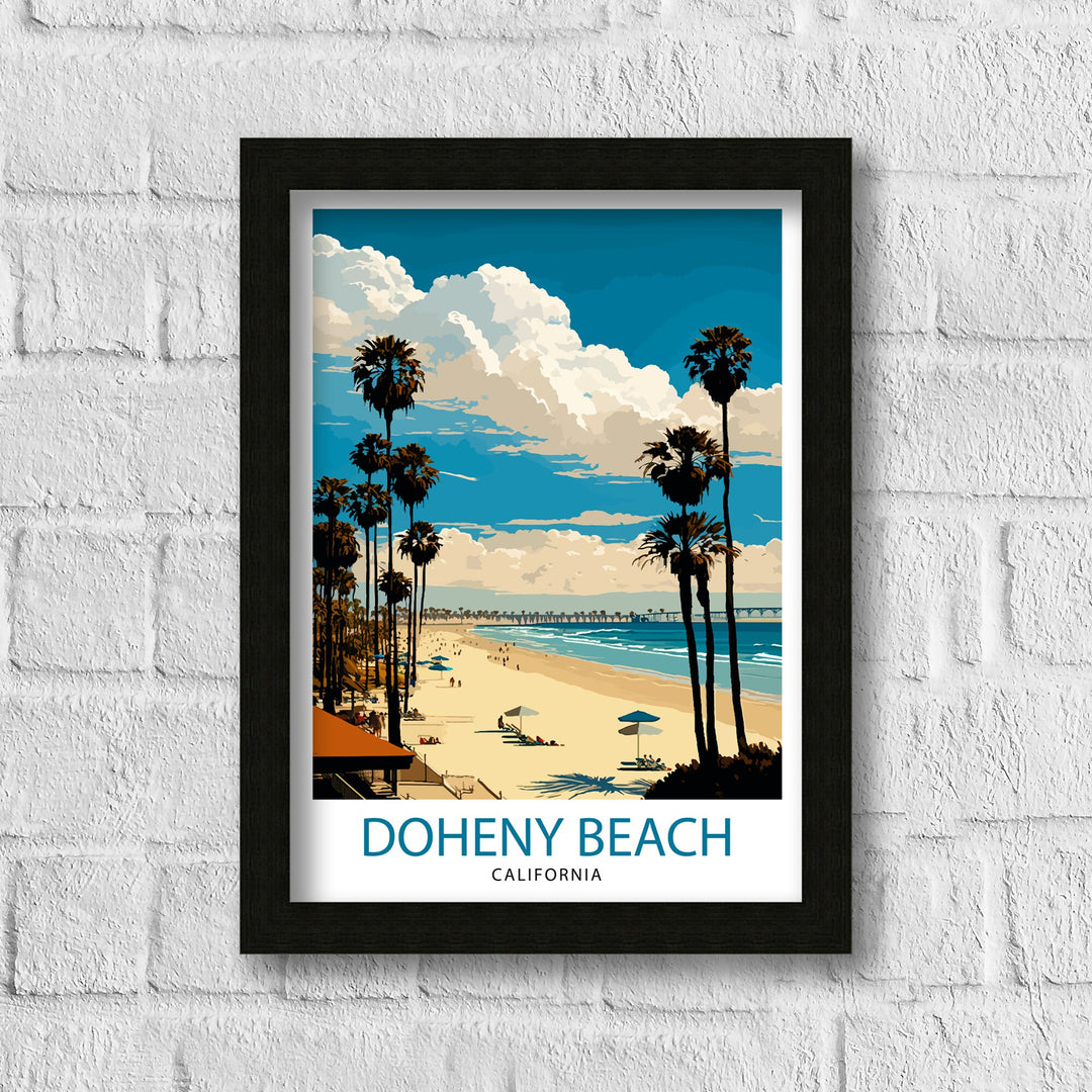 Doheny Beach California Travel Print| Doheny Beach Wall Art Doheny Beach Home Decor Doheny Beach Illustration Travel Poster Gift for Doheny