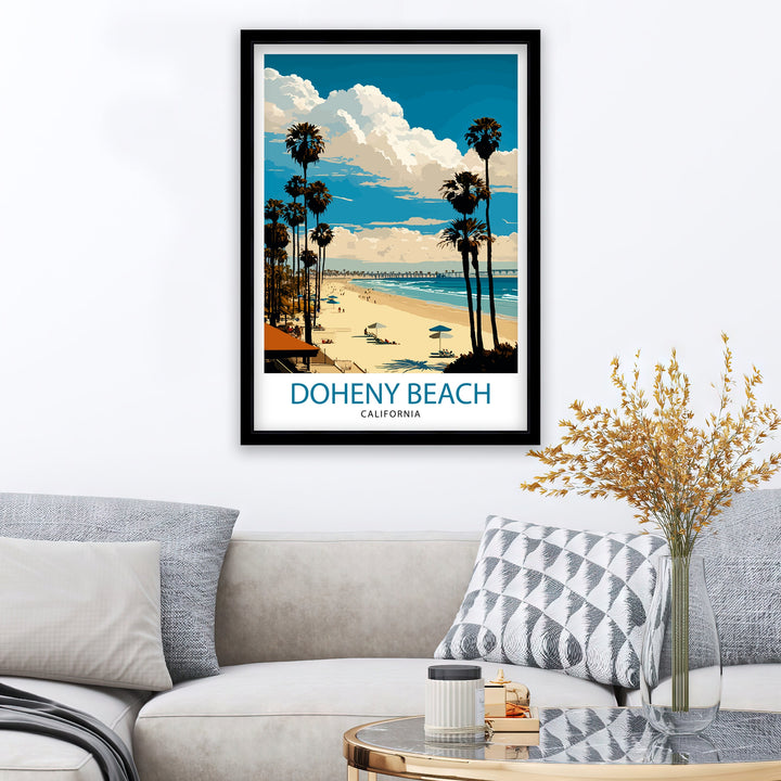 Doheny Beach California Travel Print| Doheny Beach Wall Art Doheny Beach Home Decor Doheny Beach Illustration Travel Poster Gift for Doheny