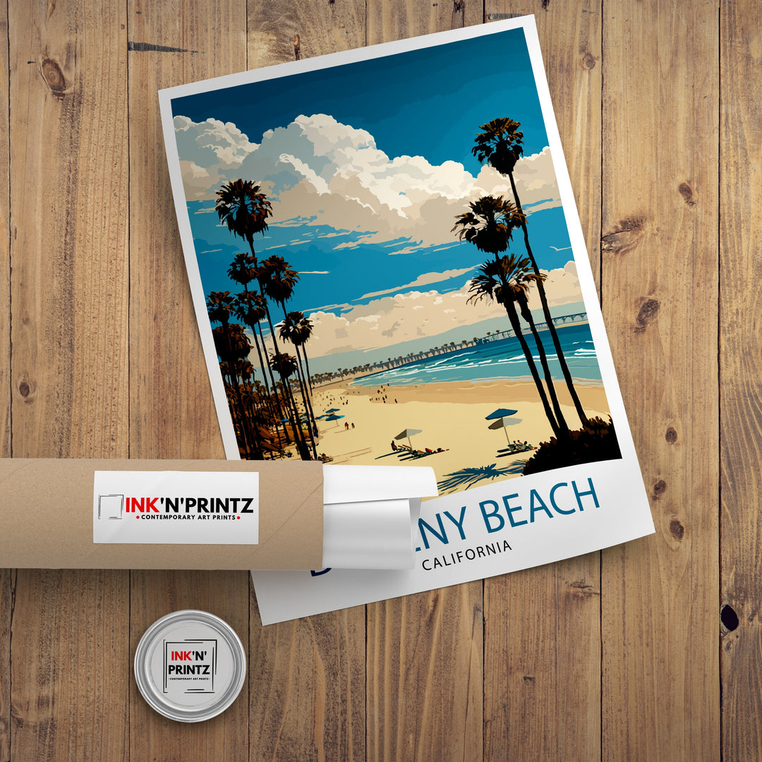 Doheny Beach California Travel Print| Doheny Beach Wall Art Doheny Beach Home Decor Doheny Beach Illustration Travel Poster Gift for Doheny