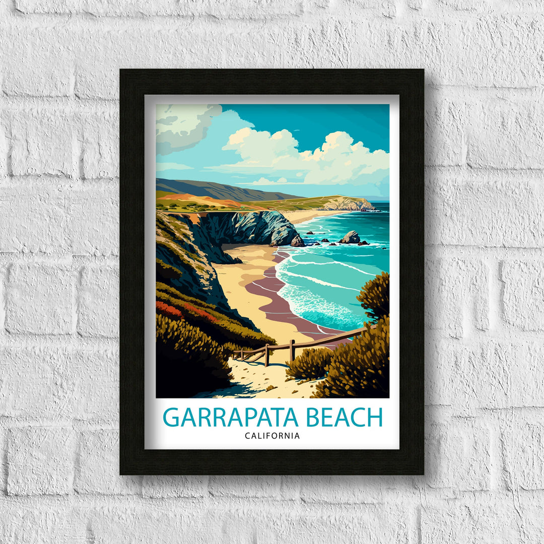 Garrapata Beach California Travel Print| Garrapata Wall Art Garrapata Home Decor California Beach Illustration Travel Poster Gift