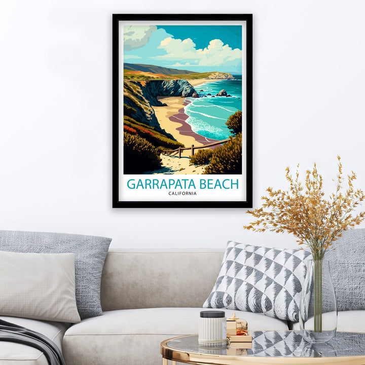 Garrapata Beach California Travel Print| Garrapata Wall Art Garrapata Home Decor California Beach Illustration Travel Poster Gift