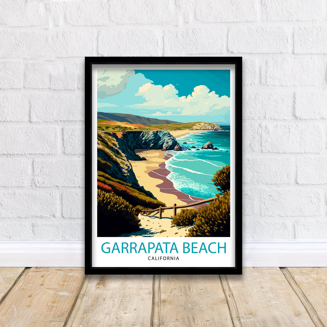 Garrapata Beach California Travel Print| Garrapata Wall Art Garrapata Home Decor California Beach Illustration Travel Poster Gift