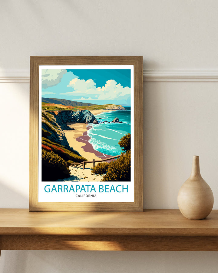 Garrapata Beach California Travel Print| Garrapata Wall Art Garrapata Home Decor California Beach Illustration Travel Poster Gift