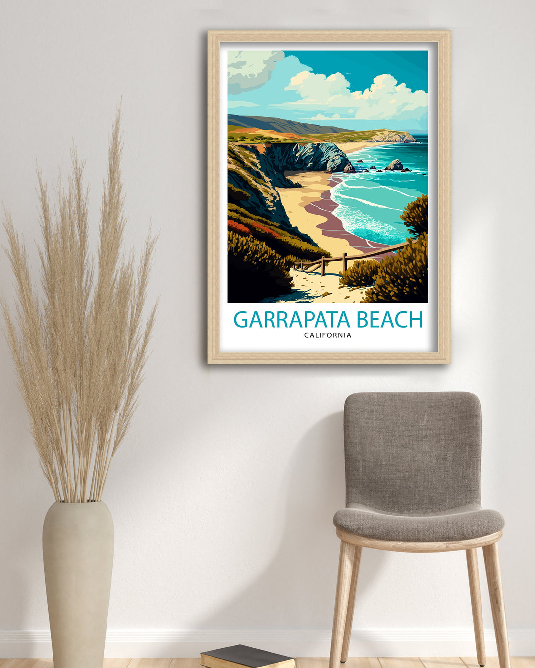 Garrapata Beach California Travel Print| Garrapata Wall Art Garrapata Home Decor California Beach Illustration Travel Poster Gift