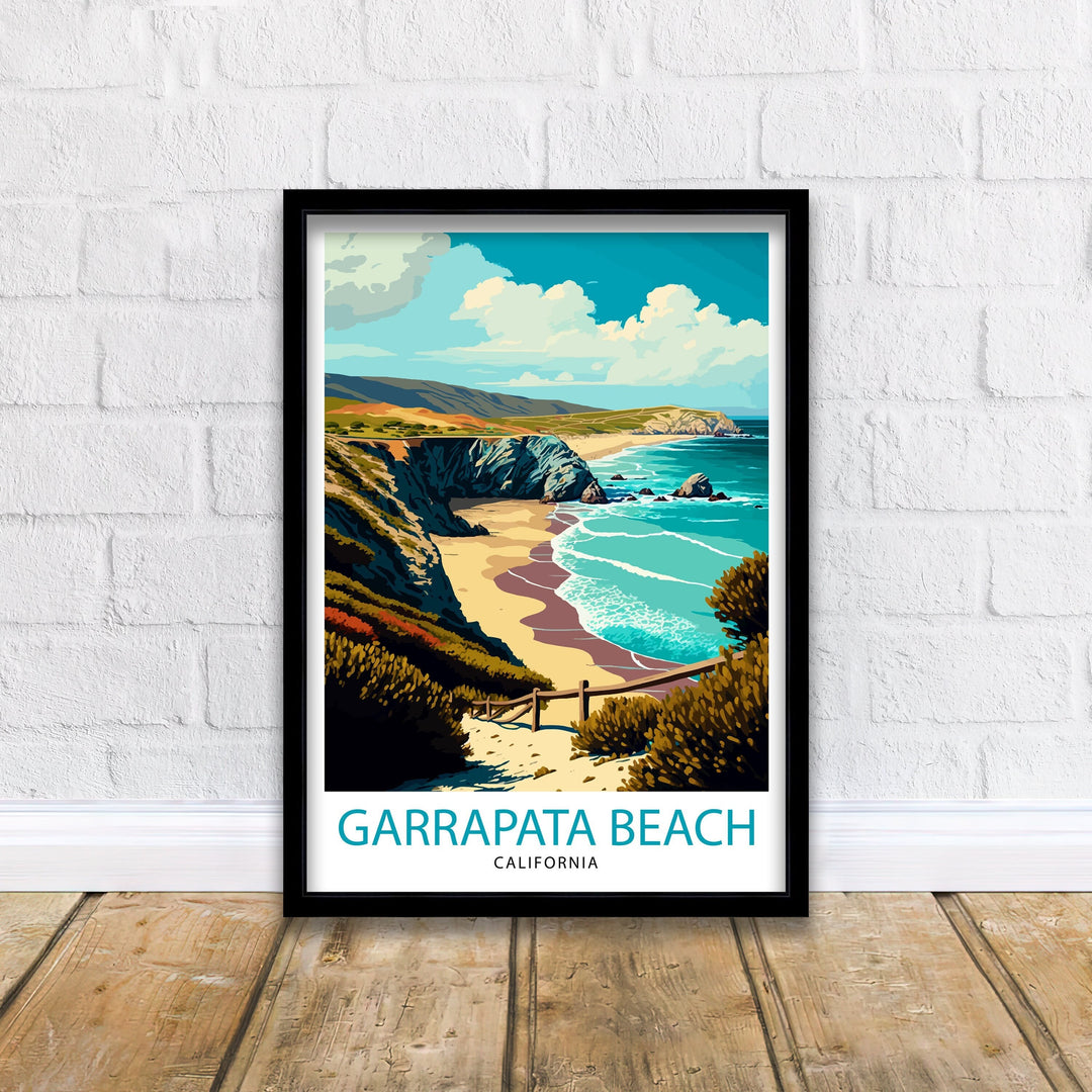 Garrapata Beach California Travel Print| Garrapata Wall Art Garrapata Home Decor California Beach Illustration Travel Poster Gift