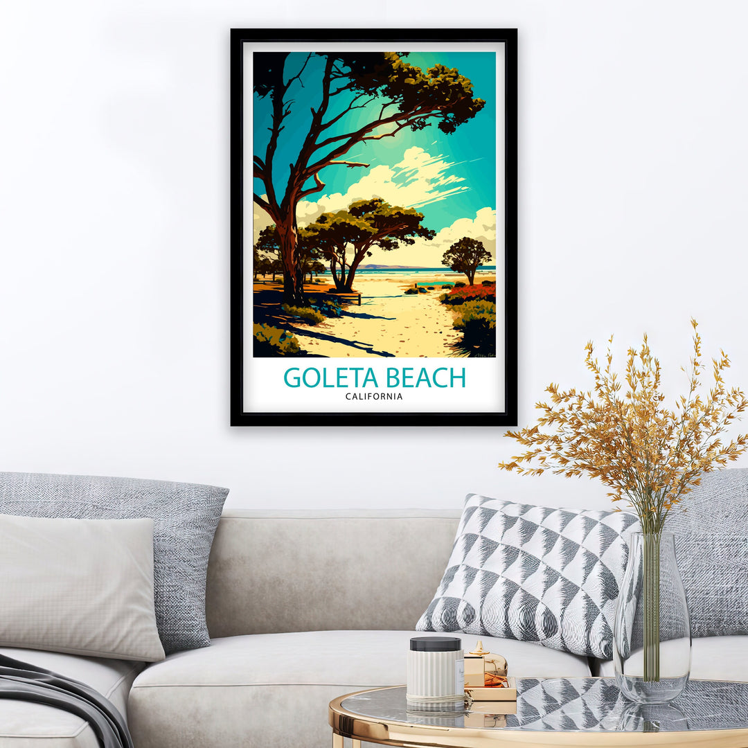 Goleta Beach California Travel Print| Goleta Wall Art Home Living Room Decor California Beach Illustration Goleta Poster Gift Travel Print