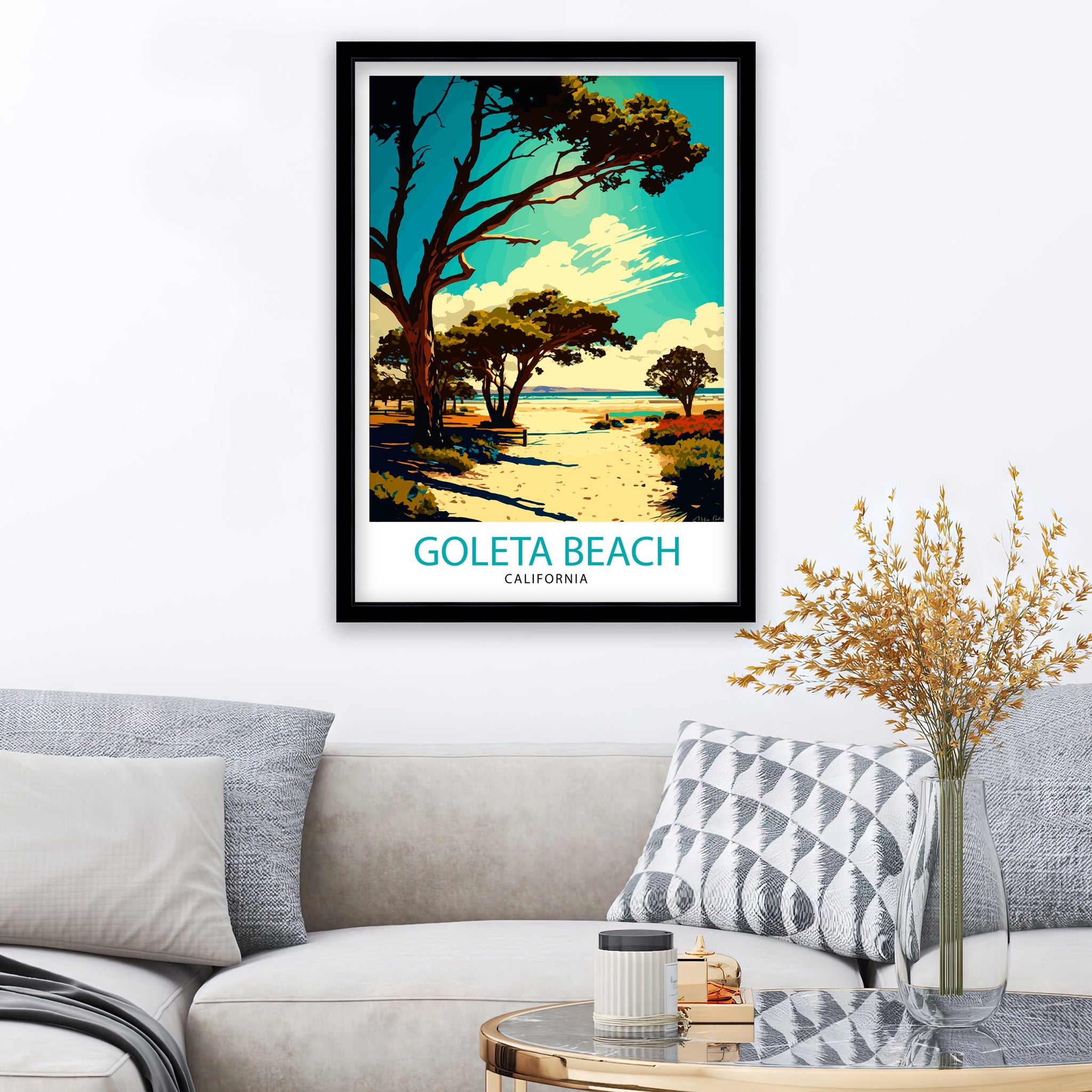 Goleta Beach California Art Print | Coastal Travel Poster