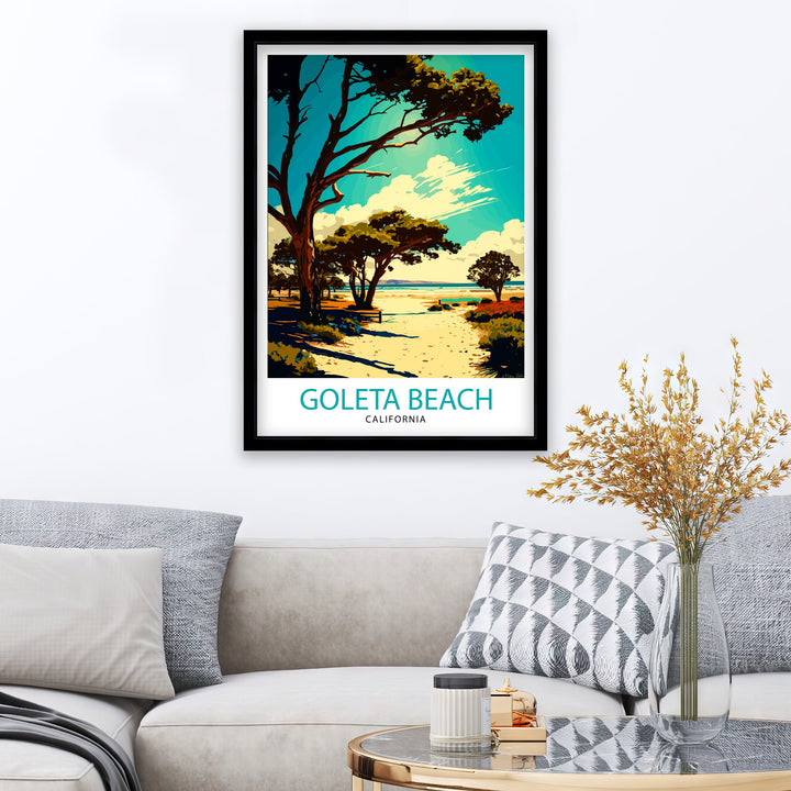 Goleta Beach California Travel Print| Goleta Wall Art Home Living Room Decor California Beach Illustration Goleta Poster Gift Travel Print