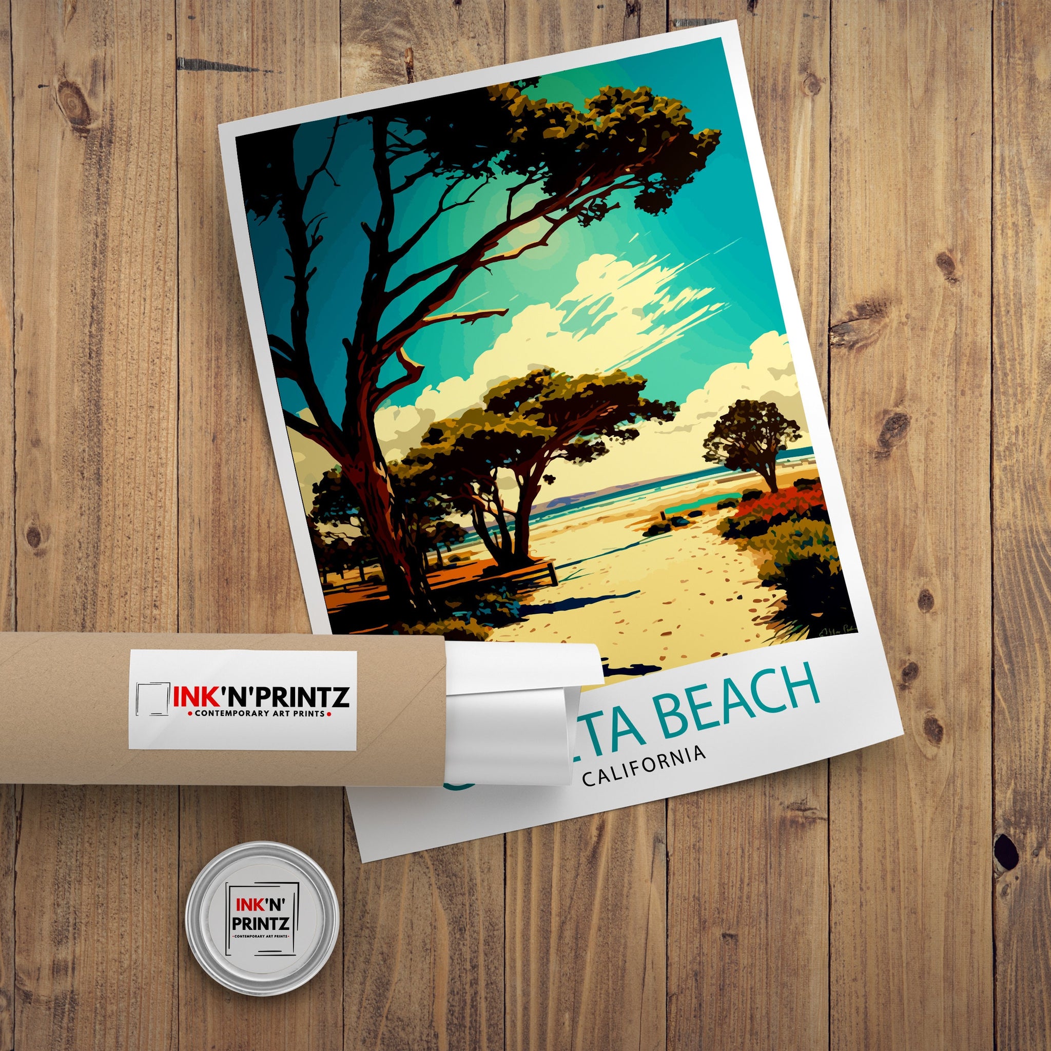 Goleta Beach California Art Print | Coastal Travel Poster