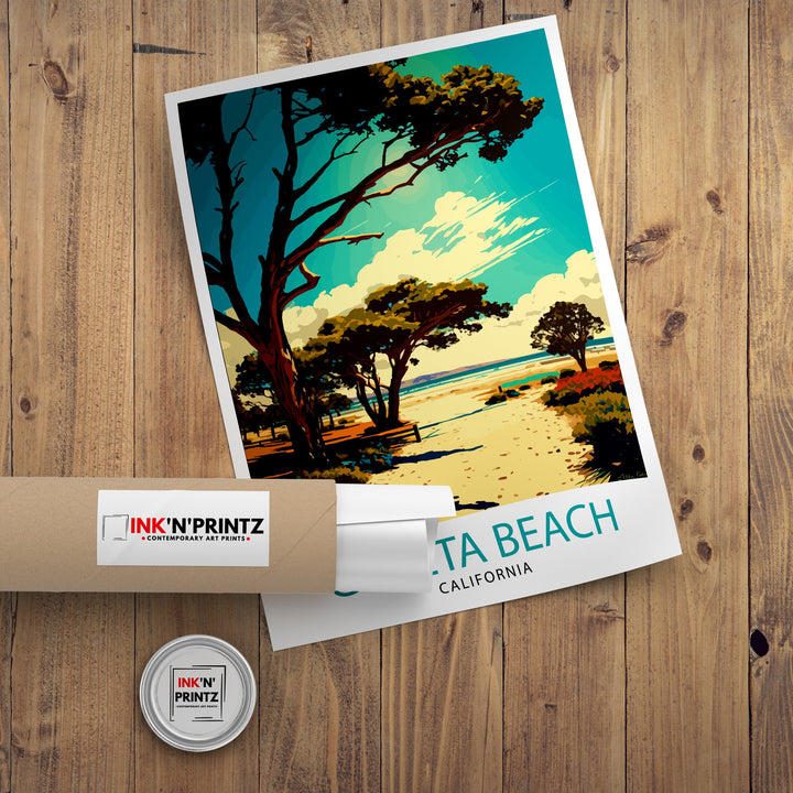 Goleta Beach California Travel Print| Goleta Wall Art Home Living Room Decor California Beach Illustration Goleta Poster Gift Travel Print