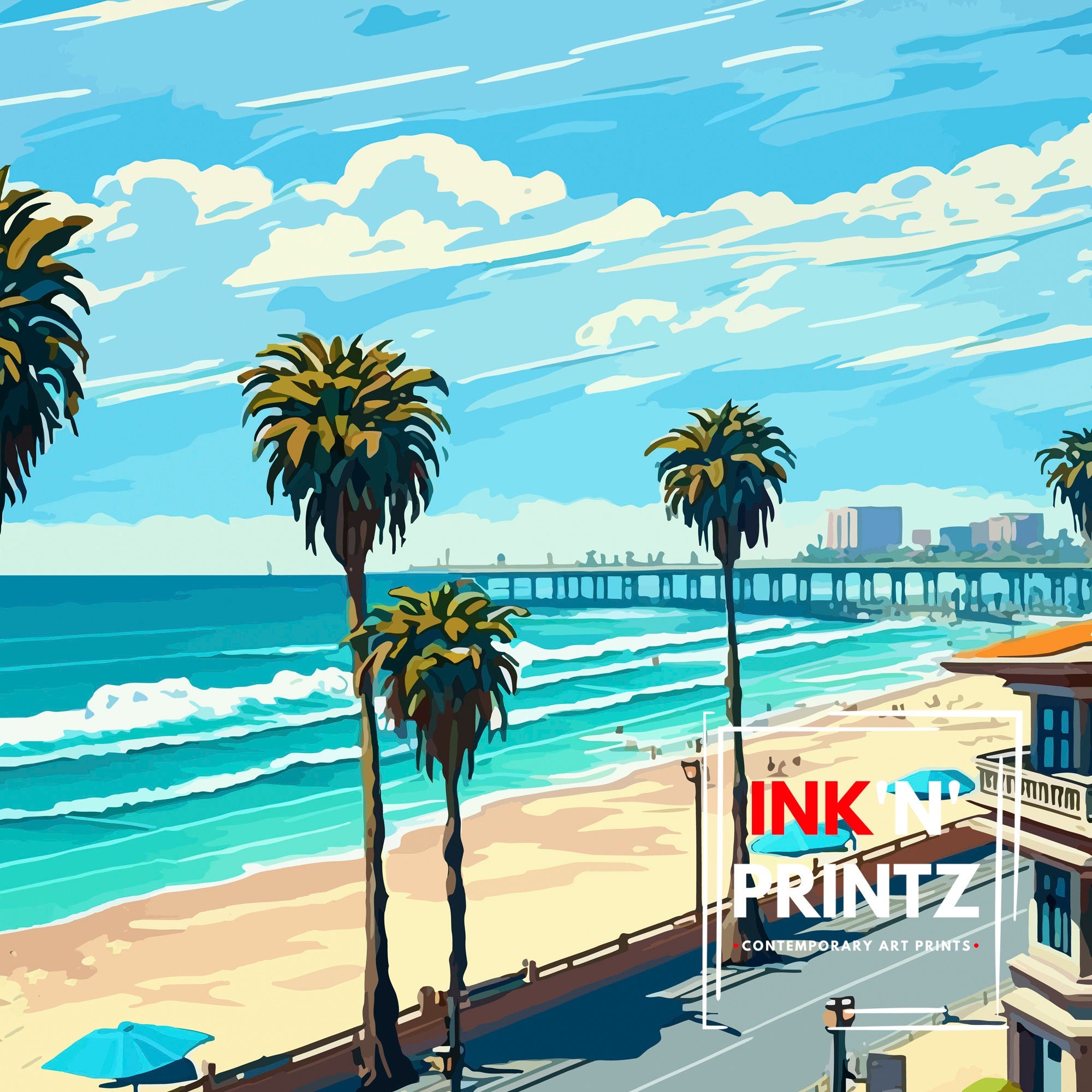 Manhattan Beach California Art Print | Coastal Travel Poster