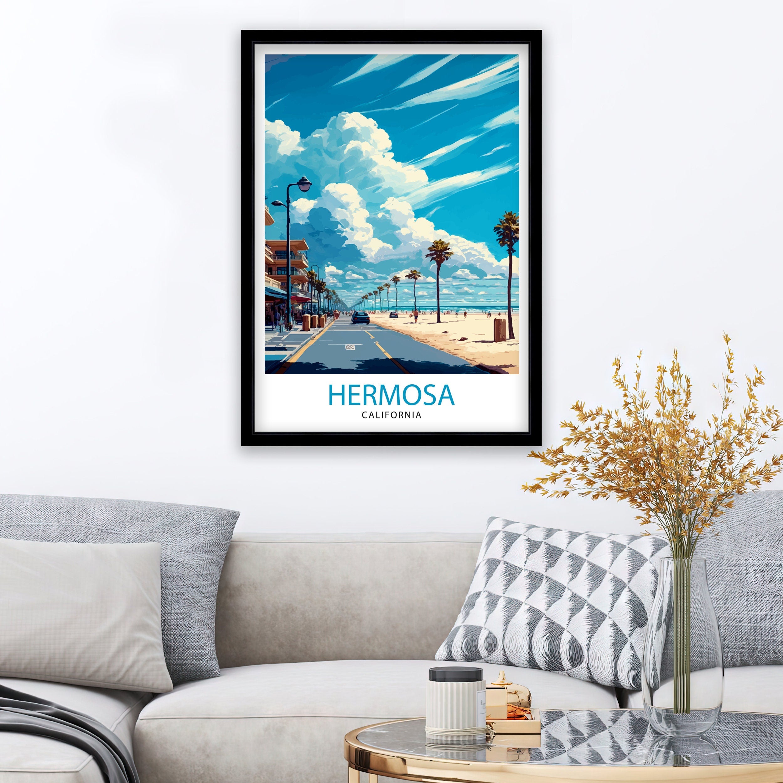 Hermosa Beach California Art Print | Coastal Travel Poster