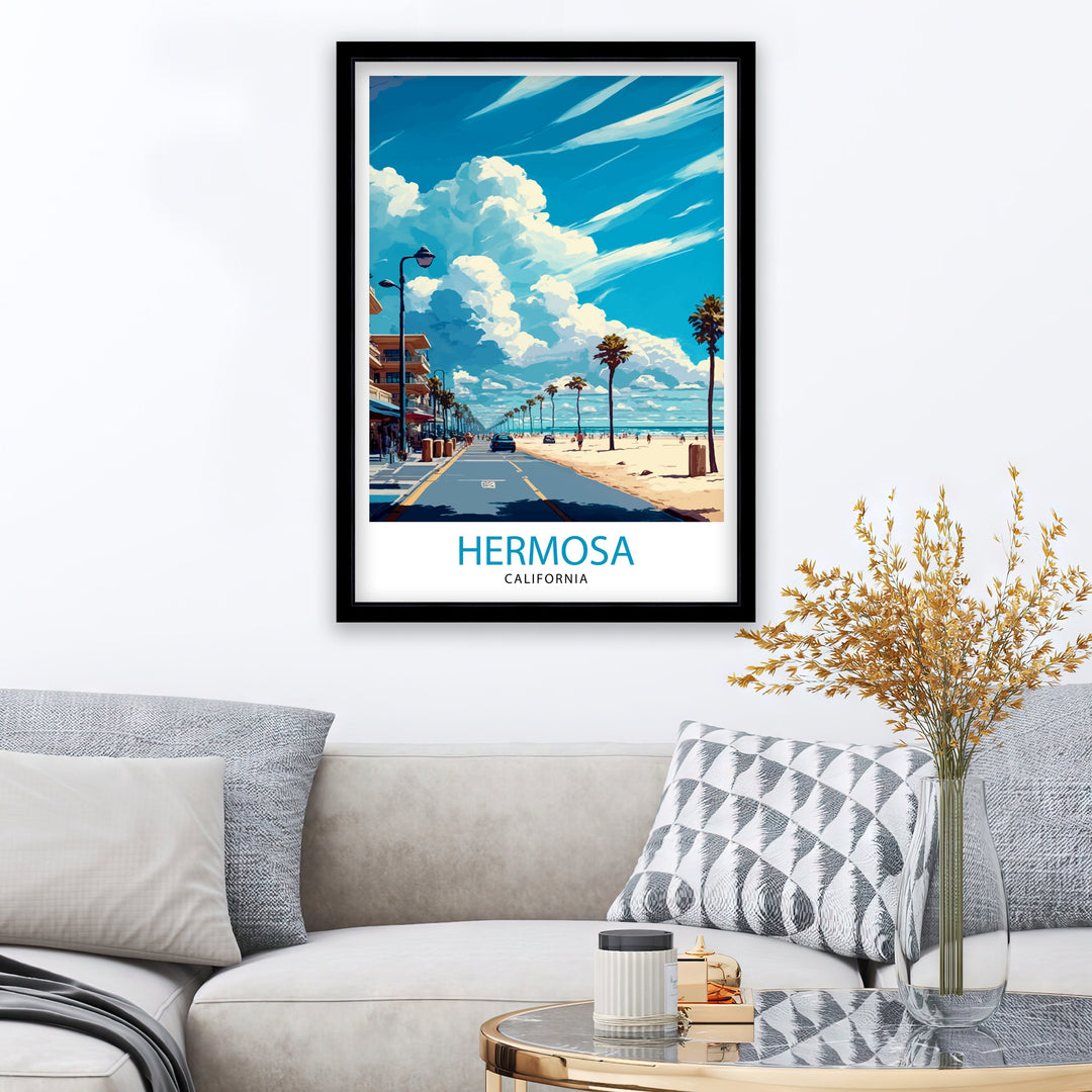 Hermosa Beach California Travel Print| Hermosa Beach Wall Decor Hermosa Beach Home Living Decor Hermosa Beach Illustration Travel Poster
