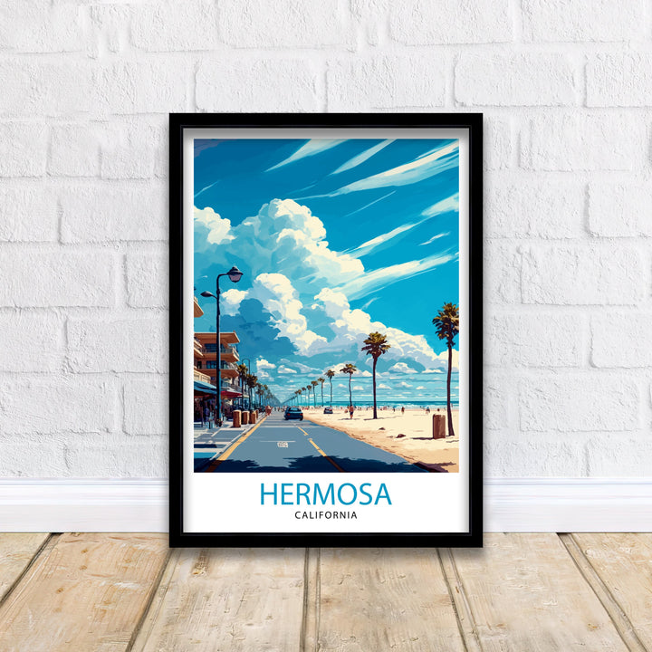 Hermosa Beach California Travel Print| Hermosa Beach Wall Decor Hermosa Beach Home Living Decor Hermosa Beach Illustration Travel Poster