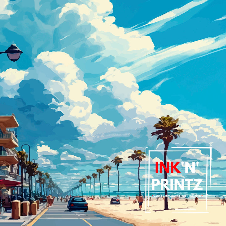 Hermosa Beach California Travel Print| Hermosa Beach Wall Decor Hermosa Beach Home Living Decor Hermosa Beach Illustration Travel Poster