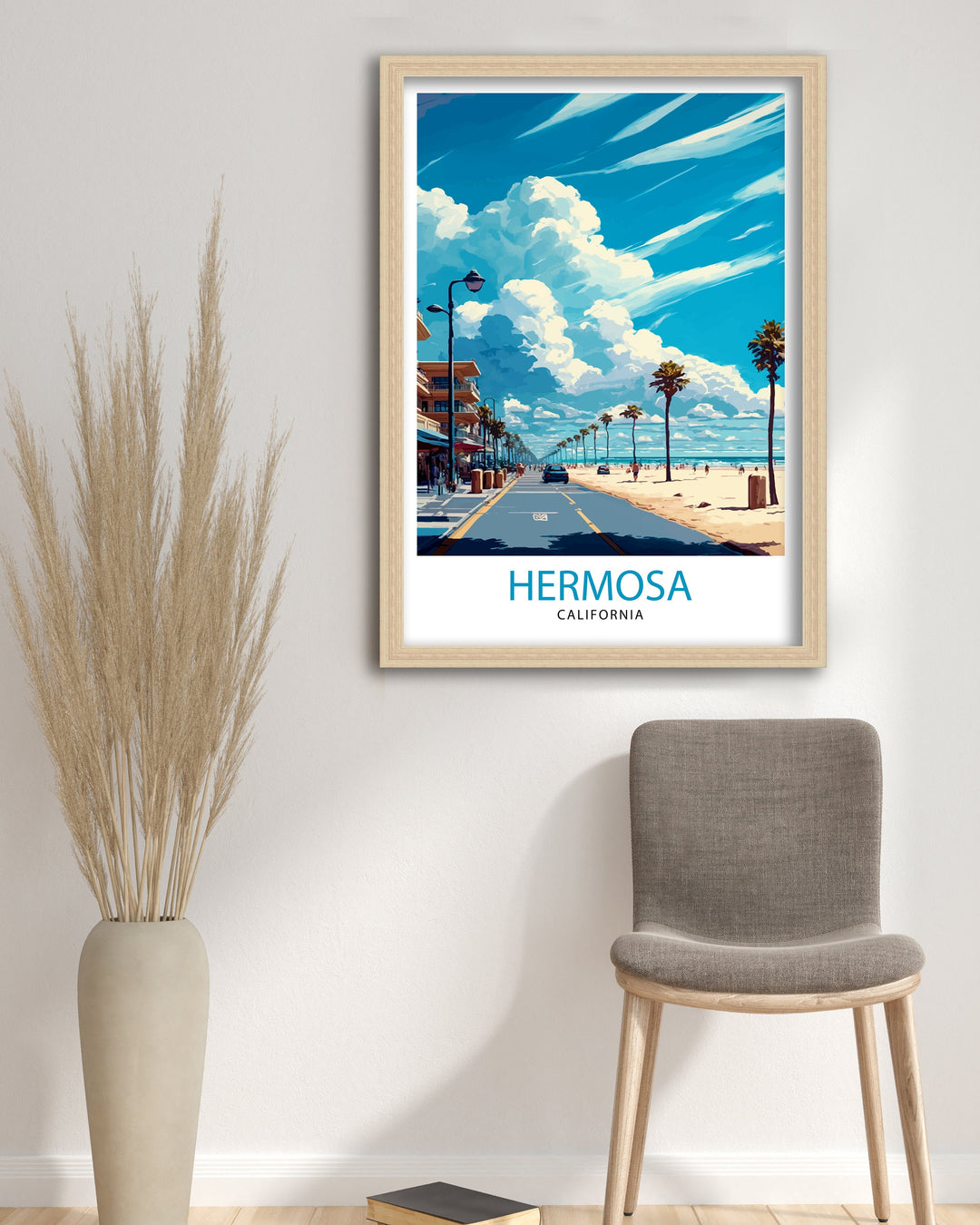 Hermosa Beach California Travel Print| Hermosa Beach Wall Decor Hermosa Beach Home Living Decor Hermosa Beach Illustration Travel Poster