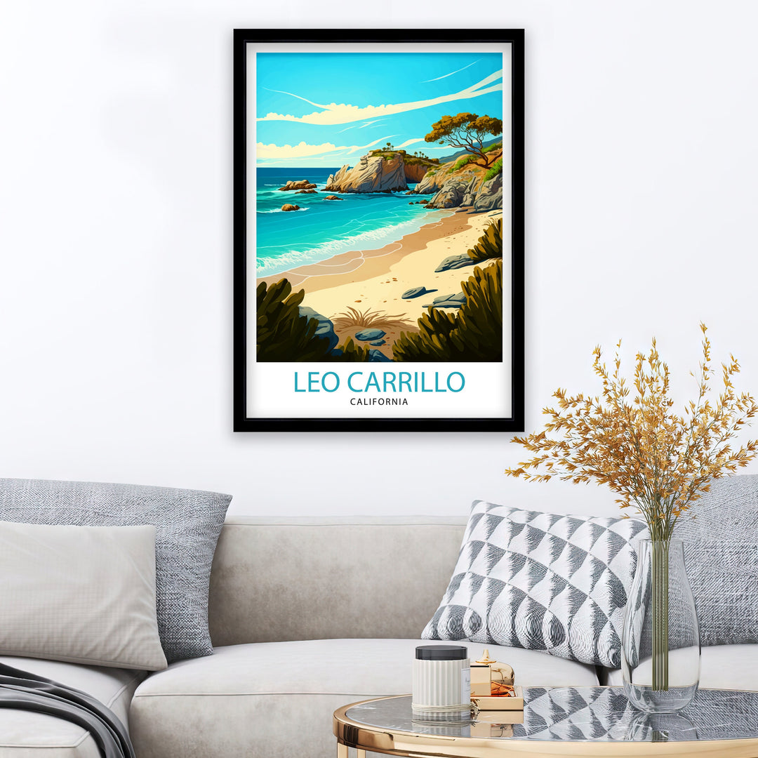 Leo Carrillo State Park California Travel Print| Wall Art Decor California Beach Art Travel Poster Gift Leo Carrillo Print