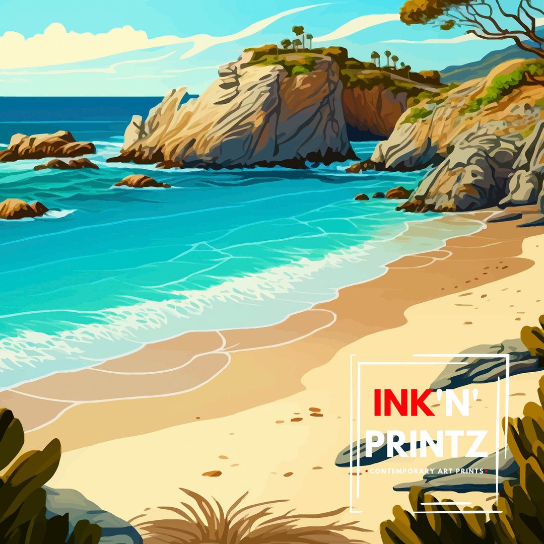 Leo Carrillo State Park California Travel Print| Wall Art Decor California Beach Art Travel Poster Gift Leo Carrillo Print