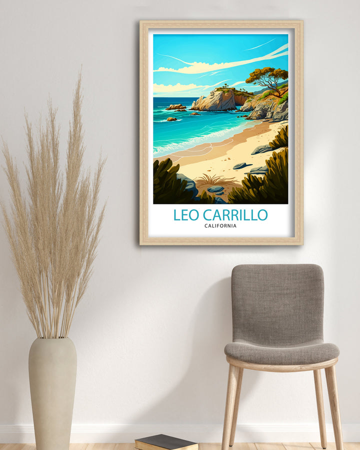Leo Carrillo State Park California Travel Print| Wall Art Decor California Beach Art Travel Poster Gift Leo Carrillo Print