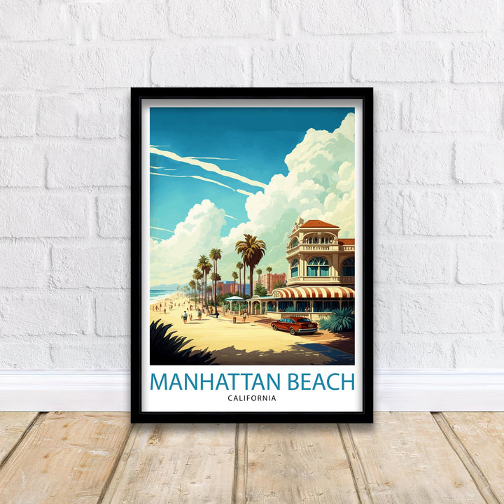 Manhattan Beach California Travel Print| Wall Decor Home Living Decor Manhattan Beach California Illustration Travel Poster Gift for Beach