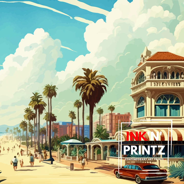 Manhattan Beach California Travel Print| Wall Decor Home Living Decor Manhattan Beach California Illustration Travel Poster Gift for Beach