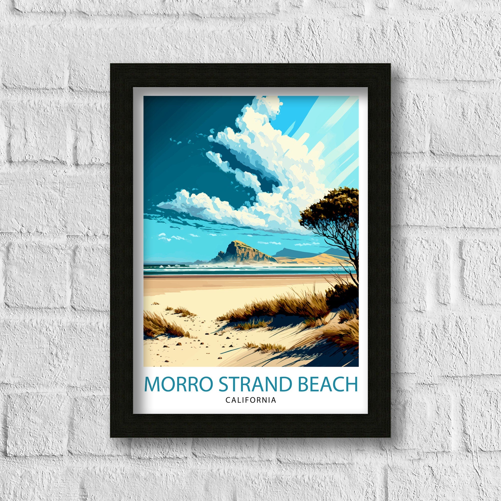 Morro Strand Beach Print | Coastal California Travel Poster