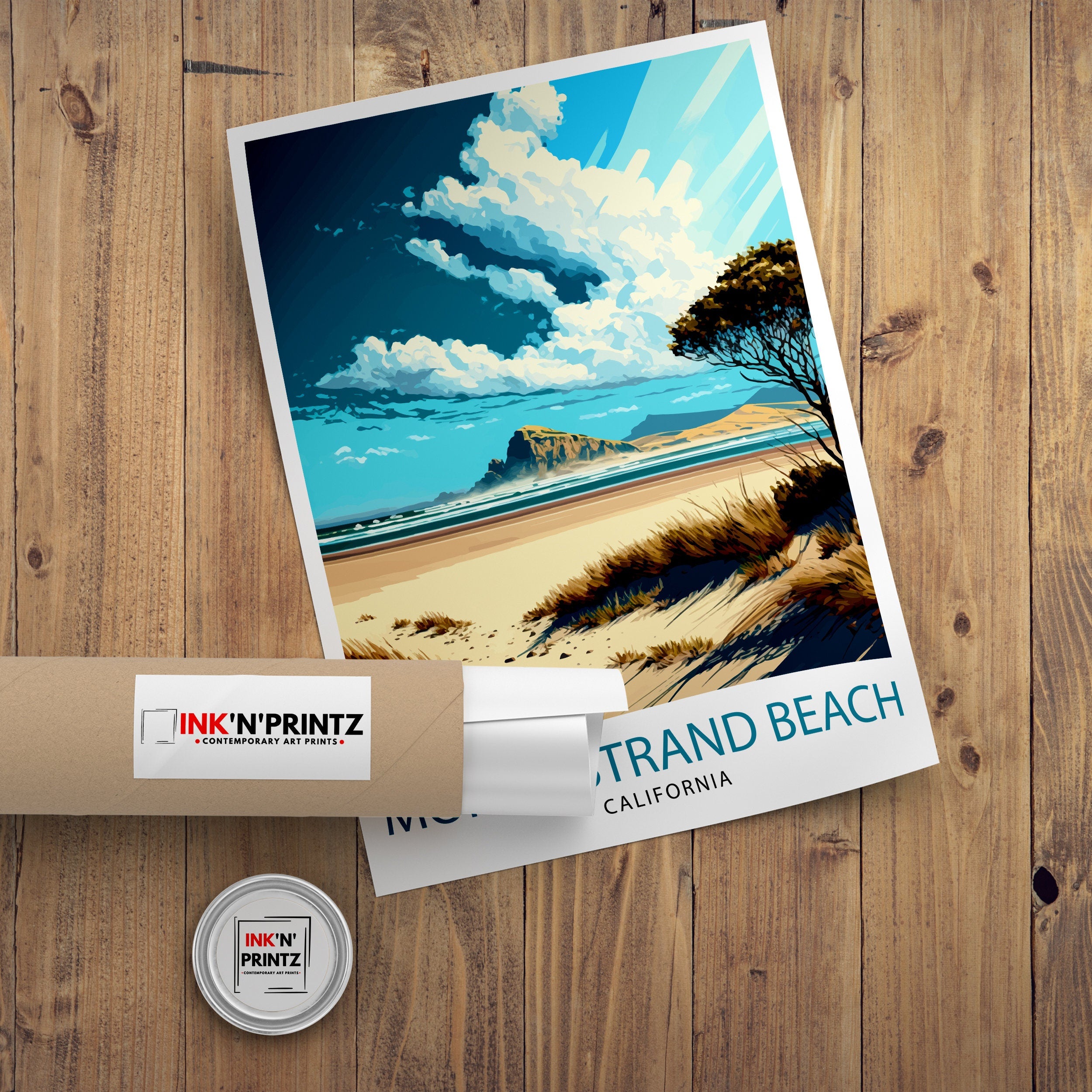 Morro Strand Beach Print | Coastal California Travel Poster