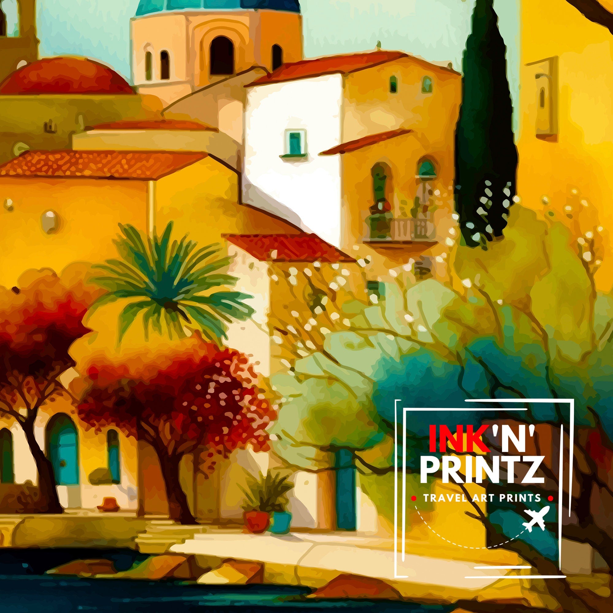 Limassol Cyprus Travel Print, Mediterranean Home Decor