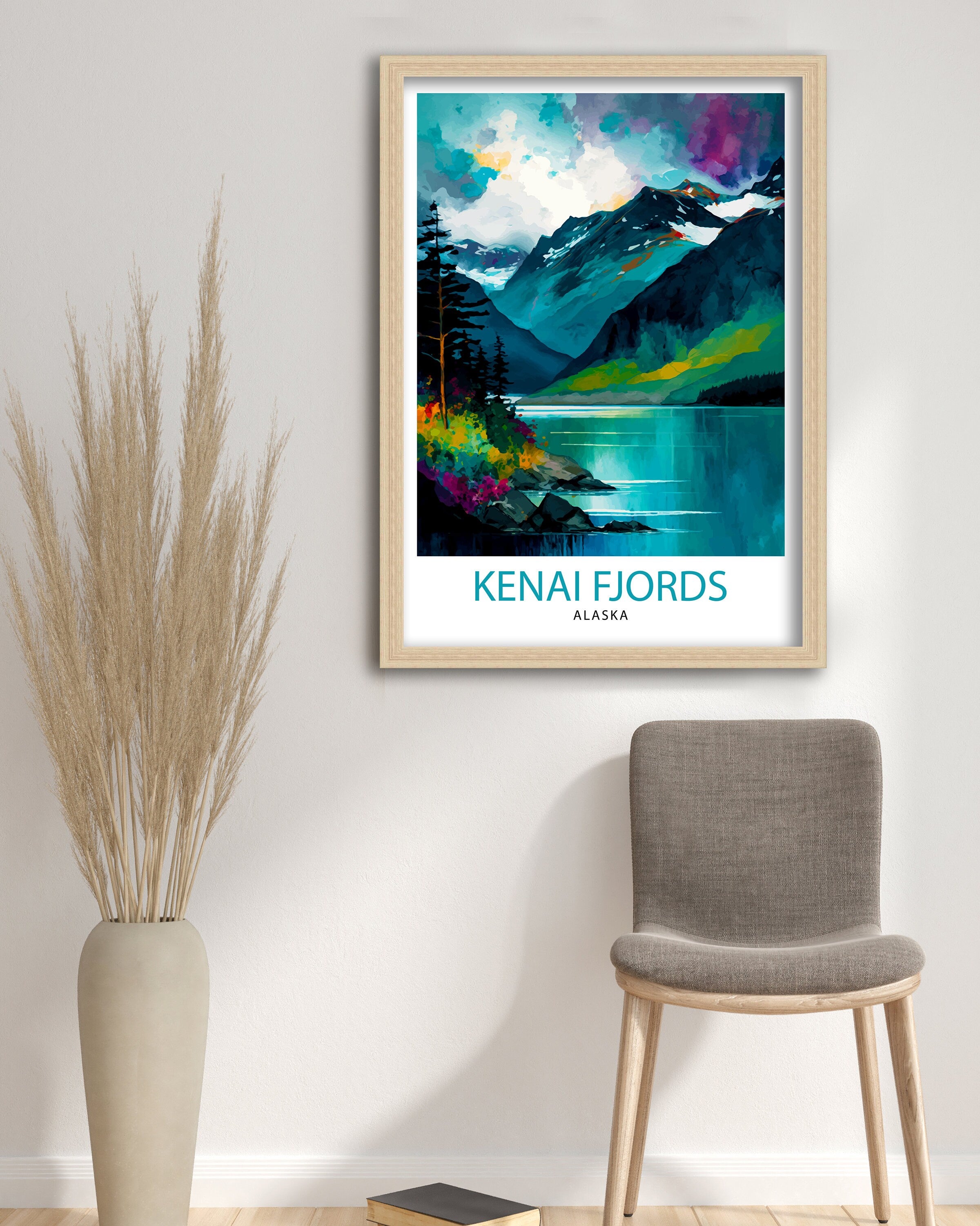 Kenai Fjords Alaska Travel Print Kenai Fjords National Park Wall Decor Alaska Travel Poster Gift Kenai Fjords Illustration Alaska Home Decor