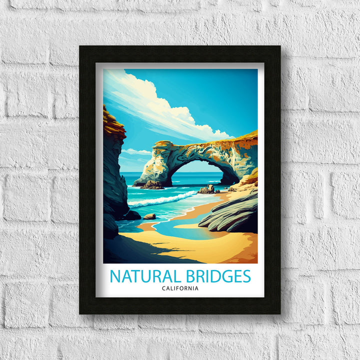 Natural Bridges California Travel Print| Poster Coastal Wall Art Decor for Beach Lovers Santa Cruz Beach Home Decor California Coastline