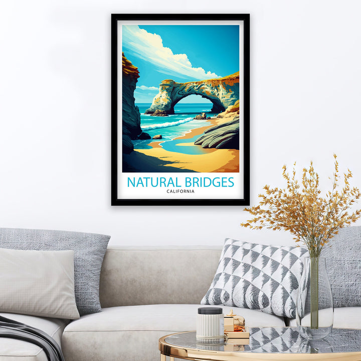 Natural Bridges California Travel Print| Poster Coastal Wall Art Decor for Beach Lovers Santa Cruz Beach Home Decor California Coastline