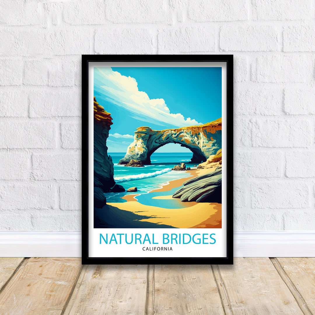Natural Bridges California Travel Print| Poster Coastal Wall Art Decor for Beach Lovers Santa Cruz Beach Home Decor California Coastline