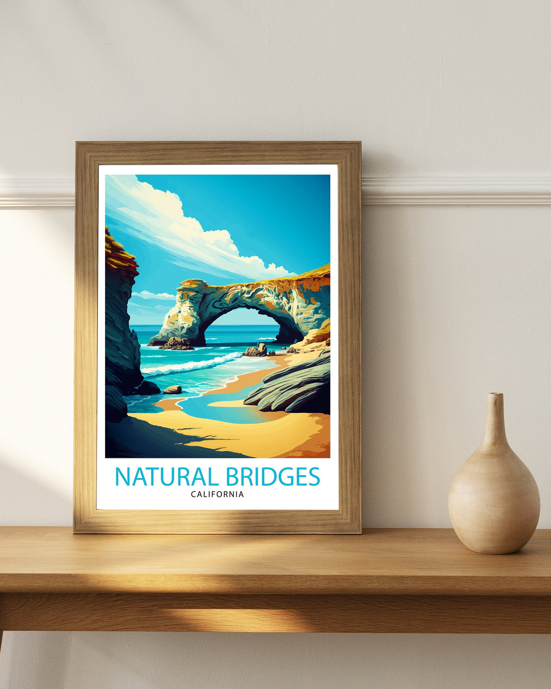 Natural Bridges California Travel Print| Poster Coastal Wall Art Decor for Beach Lovers Santa Cruz Beach Home Decor California Coastline