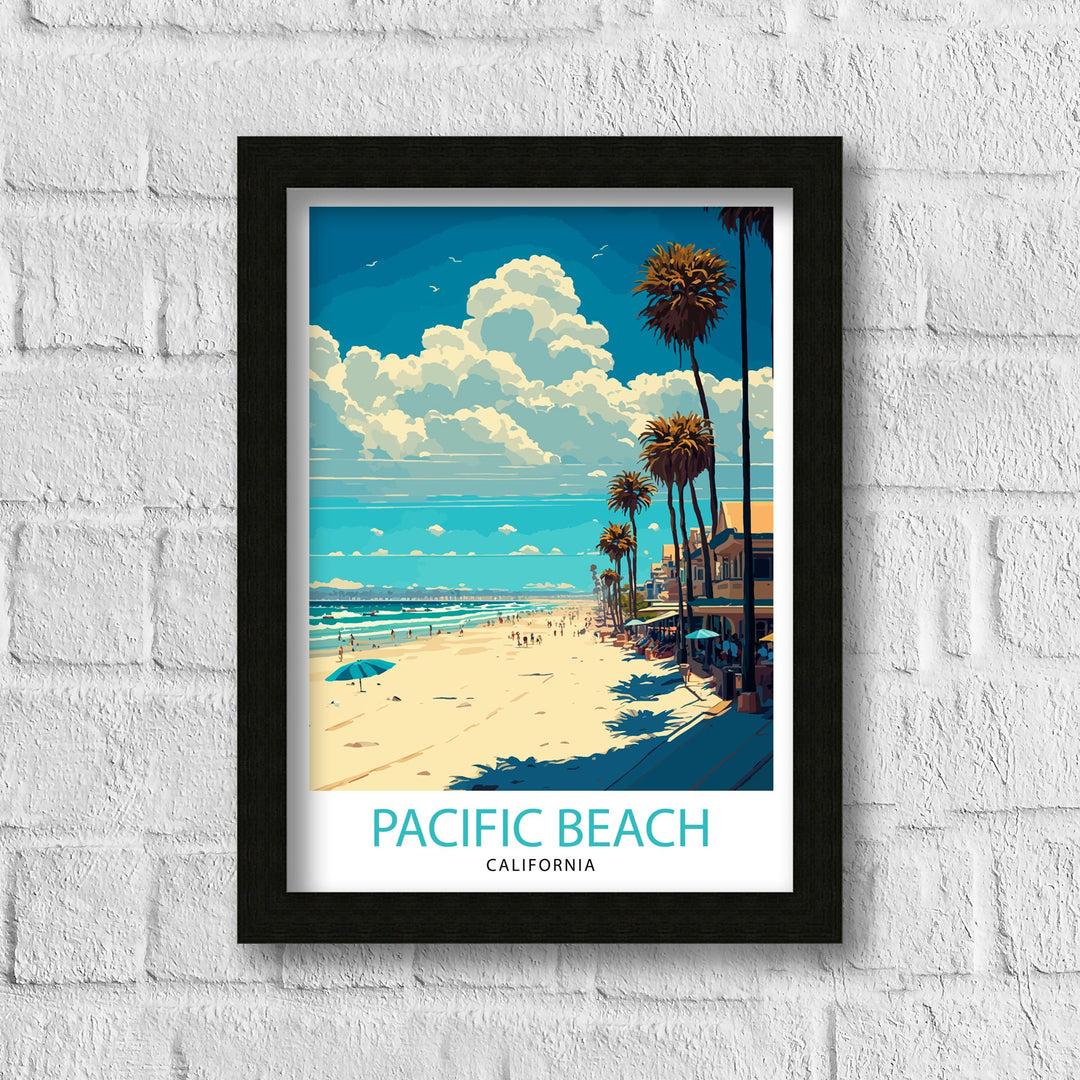 Pacific Beach California Travel Print| Wall Decor Pacific Beach California Illustration Travel Poster Gift For Pacific Beach California Home