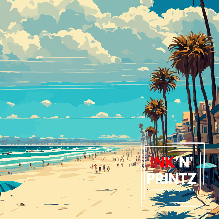 Pacific Beach California Travel Print| Wall Decor Pacific Beach California Illustration Travel Poster Gift For Pacific Beach California Home